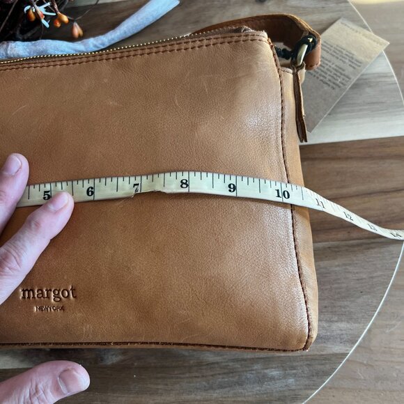 Margot New York Jules LEATHER Purse Accordion Crossbody Tan Cognac $150 NWT - Picture 10 of 12